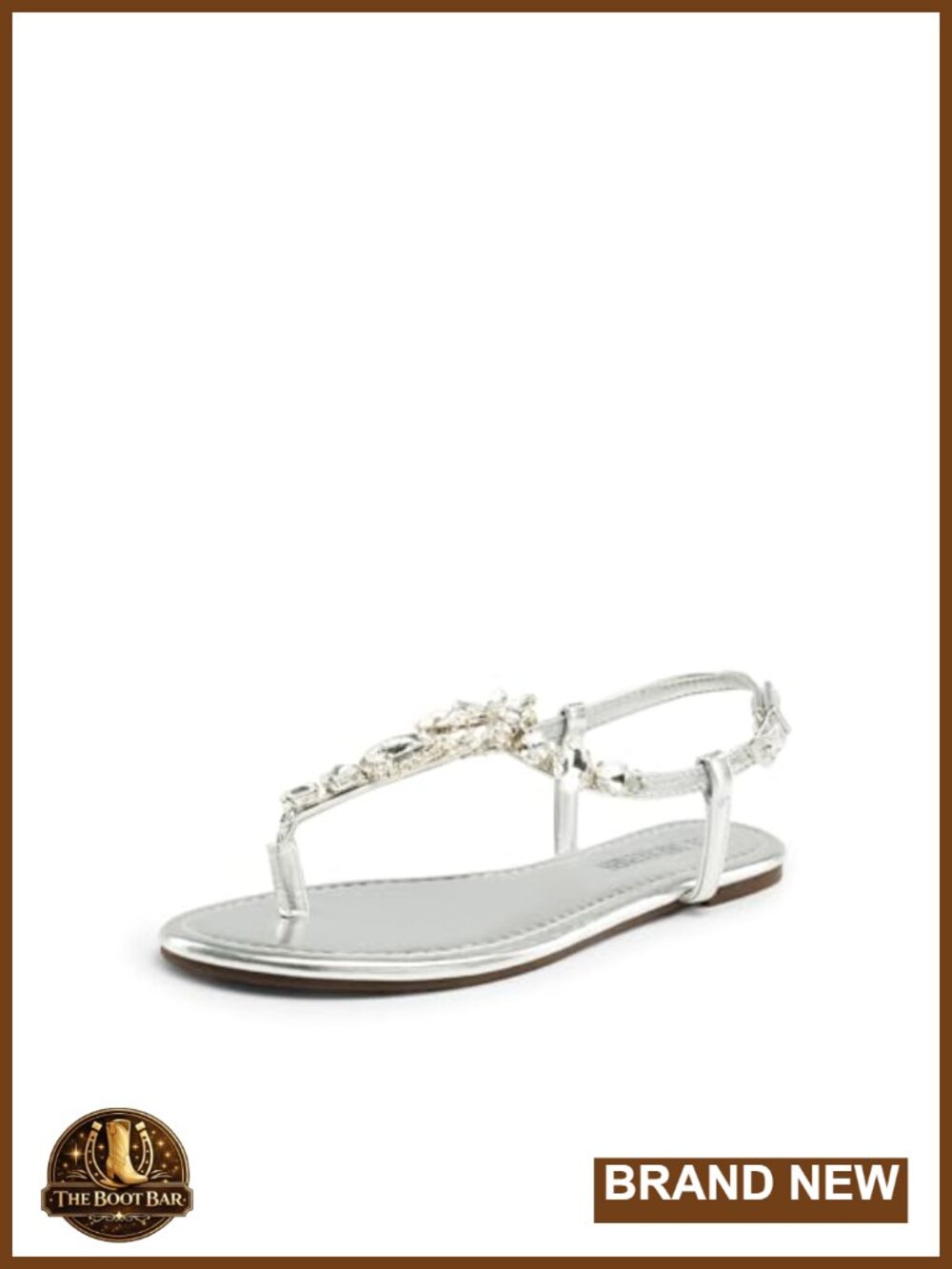 Rhinestone Flat Sandals T-Strap Slip-Resistant Summer Dress Sandals